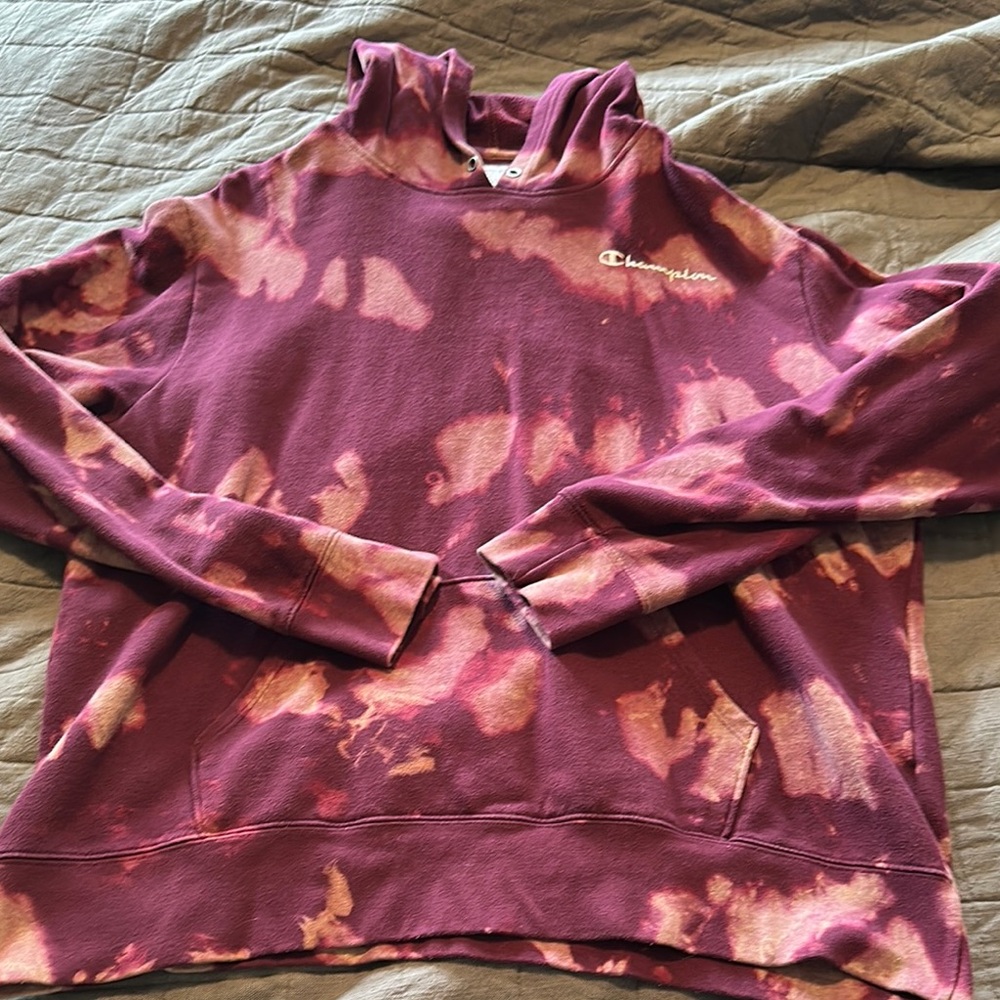 Champion mens bleach washed Hoodie - Purple